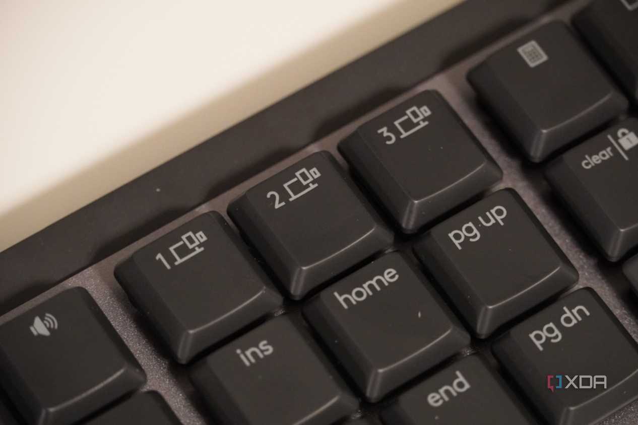 The device switching buttons on the MX Mechanical keyboard.