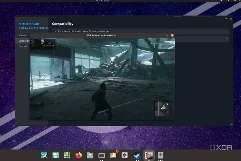 A screenshot of Nier running on MangoHUD