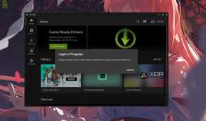 A screenshot showing the Nvidia app login screen.