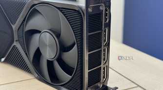 nvidia geforce rtx 4070 super founders edition closeup of hot air exhaust and io panel