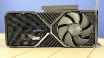 nvidia geforce rtx 4070 super founders edition stood on a table showing the bottom face