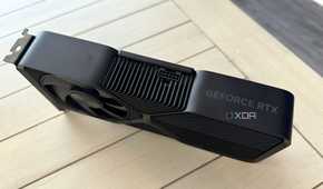 nvidia geforce rtx 4070 super founders edition stood up on a tabletop