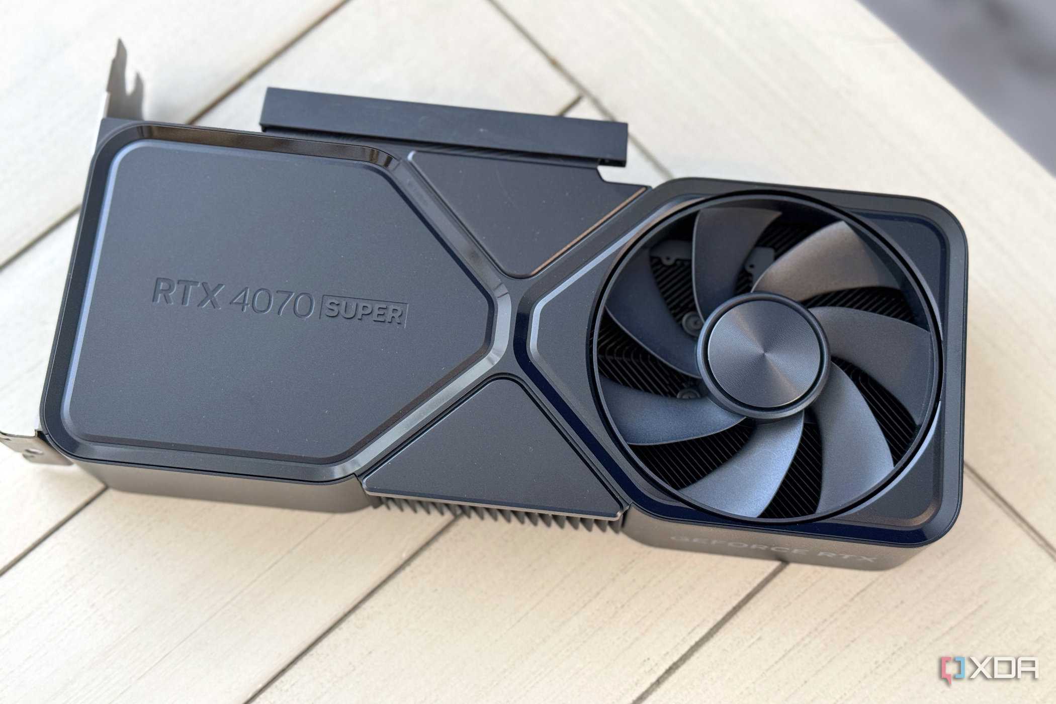 nvidia geforce rtx 4070 super founders edition on a table seen from the top