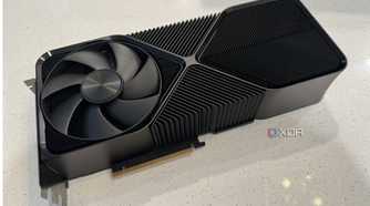 nvidia geforce rtx 4080 super fe graphics card seen from the bottom edge