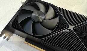 nvidia geforce rtx 4080 super fe closeup to show the large fan near the io shield