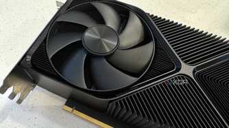 nvidia geforce rtx 4080 super fe closeup to show the large fan near the io shield