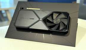 nvidia geforce rtx 4080 super fe seen in the shipping box it came in