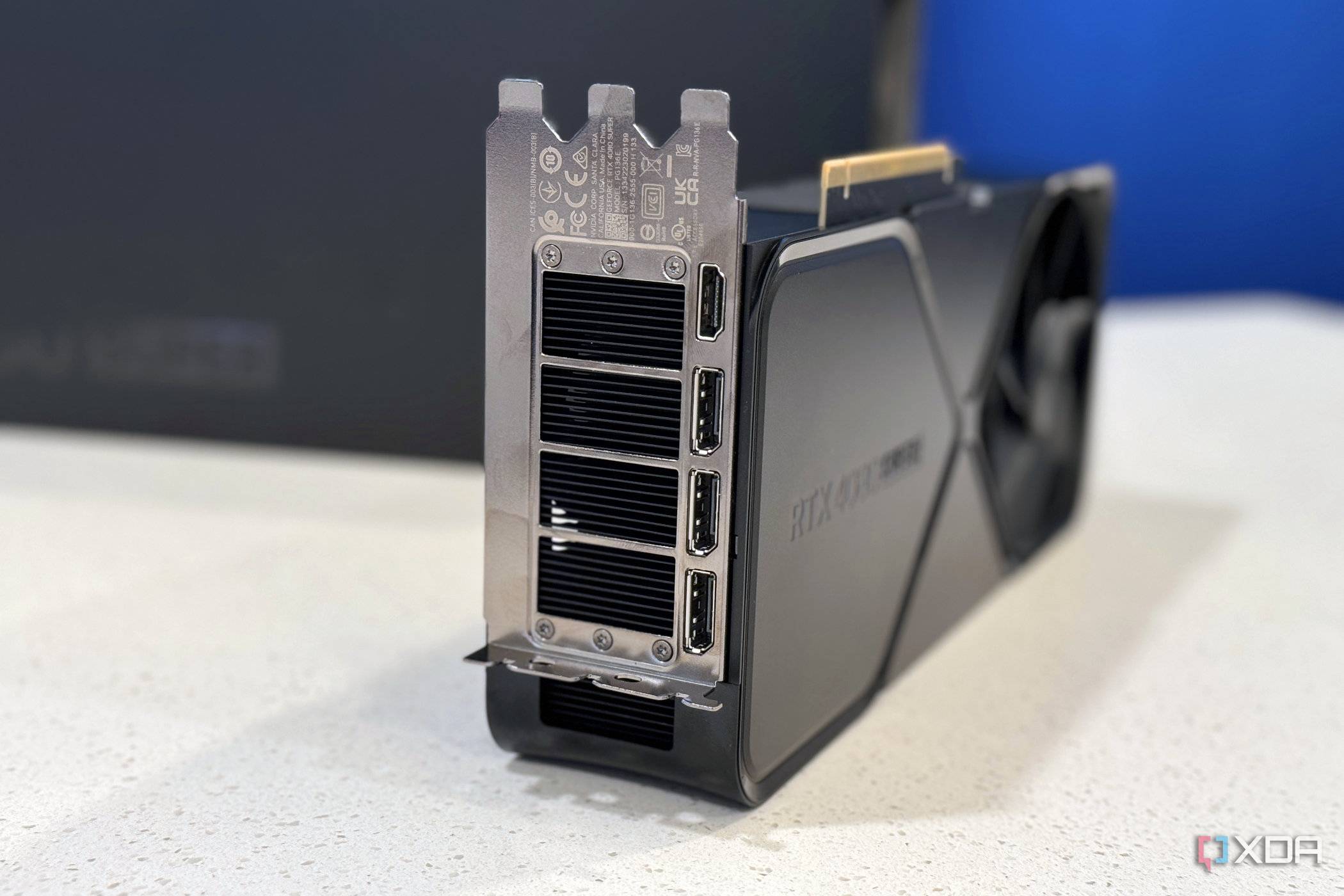 nvidia geforce rtx 4080 super fe io shield shown standing up
