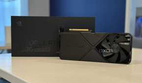 nvidia geforce rtx 4080 super fe stood up next to packaging