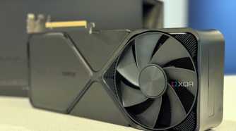 nvidia geforce rtx 4080 super fe stood up in front of its packaging