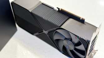 nvidia geforce rtx 4080 super fe stood up on its side to show how thick it is