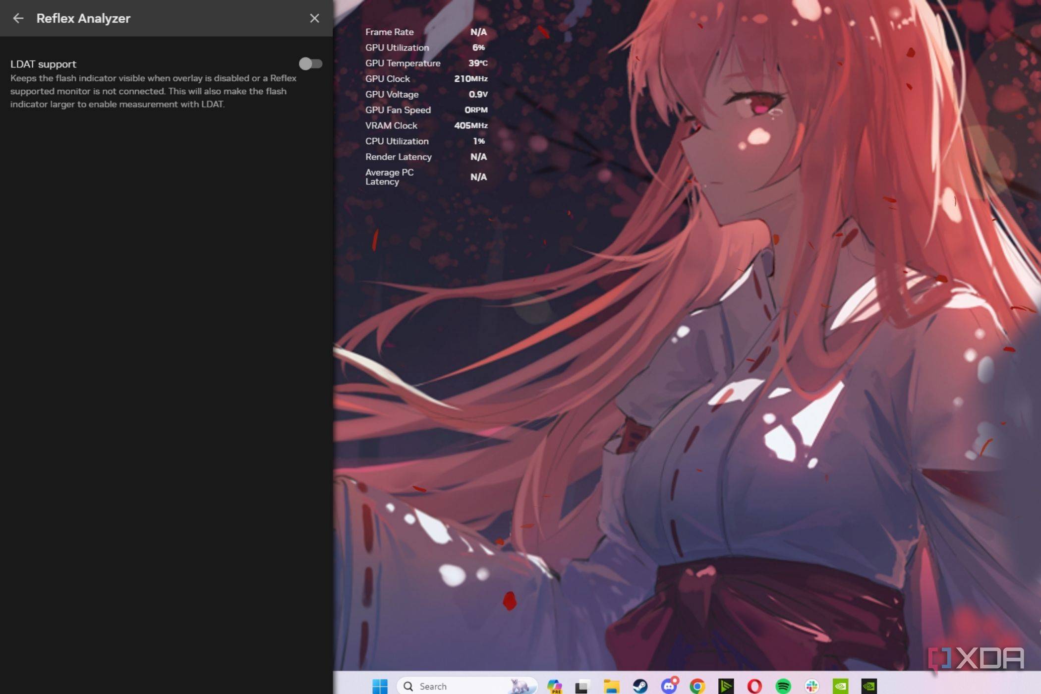 A screenshot showing the Nvidia Overlay displaying the Reflex Analyzer option.