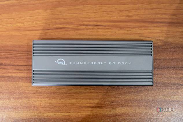 Top-down view of the OWC Thunderbolt Go Dock without any cables connected