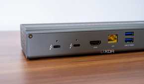 Close-up of the Thunderbolt and HDMI ports on the OWC Thunderbolt Go Dock