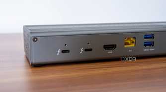 Close-up of the Thunderbolt and HDMI ports on the OWC Thunderbolt Go Dock