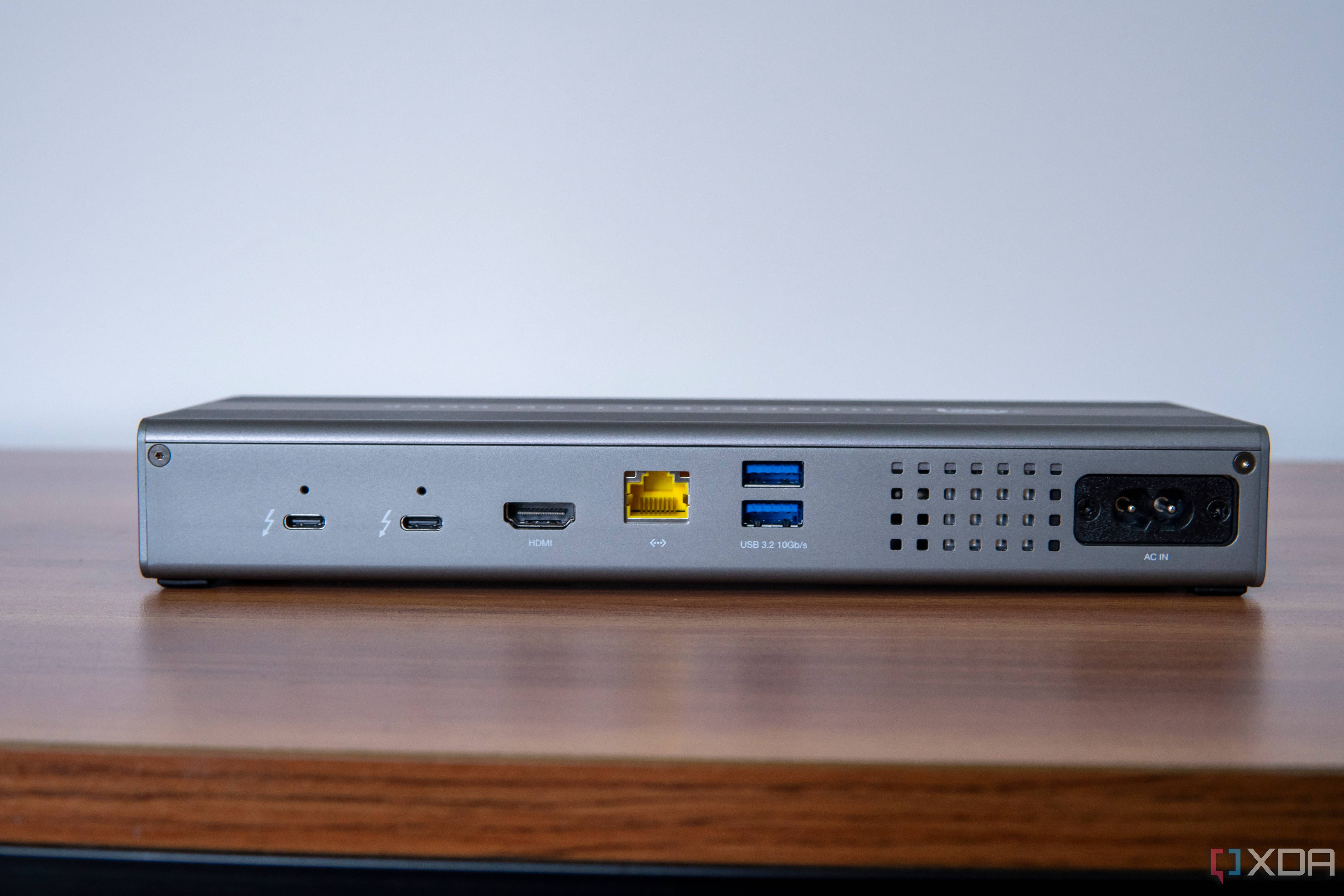 Rear view of the OWC Thunderbolt Go Dock