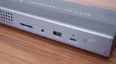 Close-up of the front ports on the OWC Thunderbolt Go Dock
