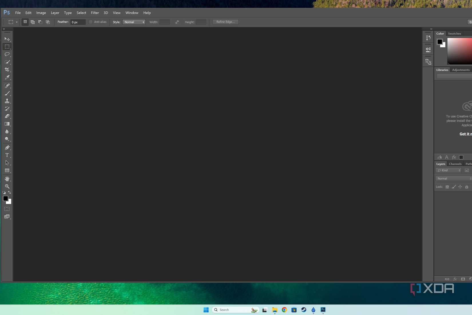 A screenshot of the trial version of Photoshop CC