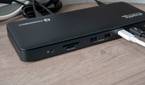 Close-up of the ports on the front of the Plugable TBT4-UD5