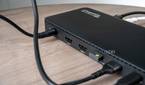 Close-up of the HDMI ports on the back of the Plugable TBT4-UD5 docking station