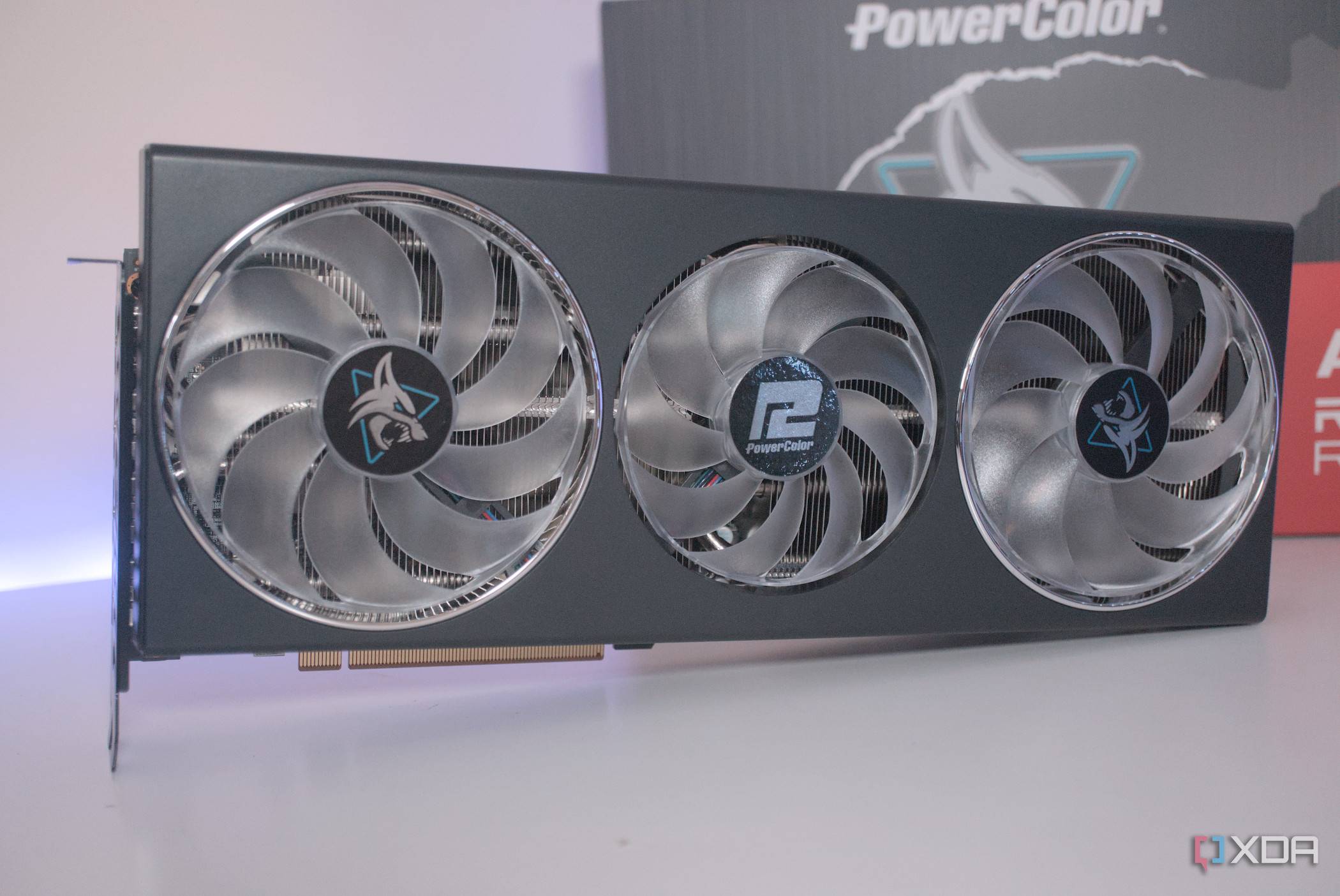 Front of the PowerColor Hellhound Radeon RX 7900 GRE