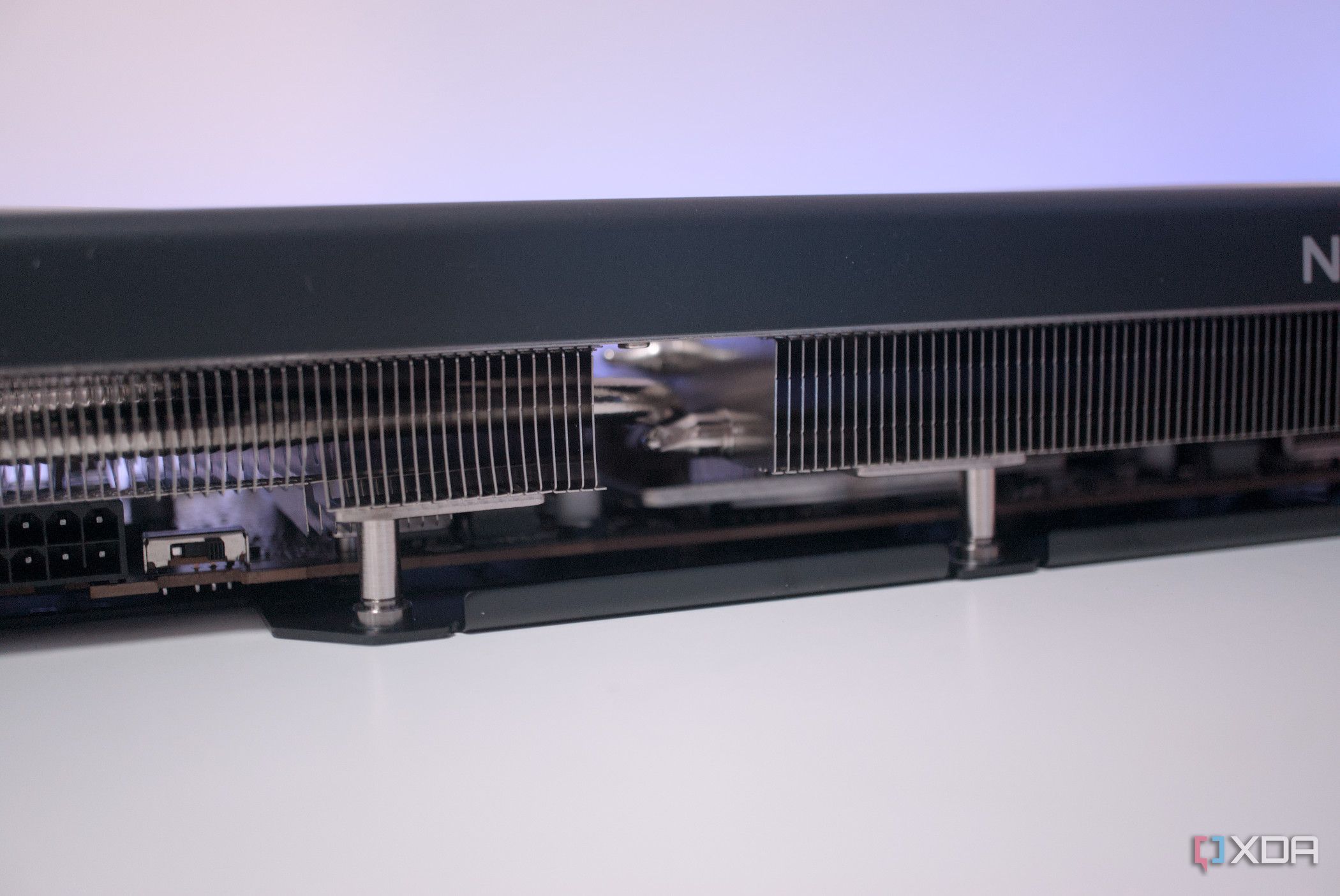 Close up view of the PowerColor Hellhound Radeon RX 7900 GRE fins