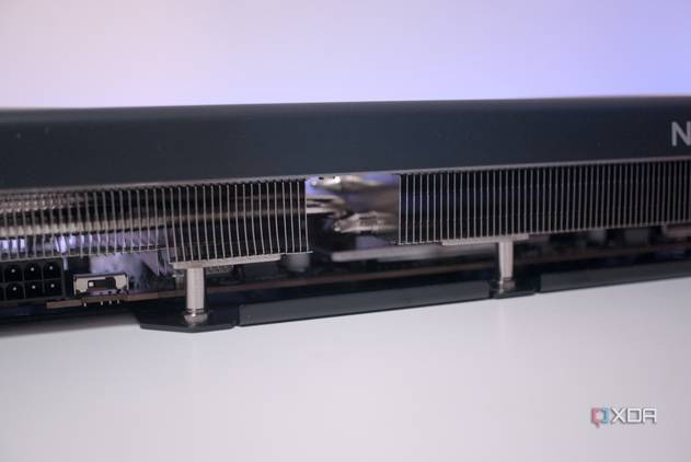 Close up view of the PowerColor Hellhound Radeon RX 7900 GRE fins