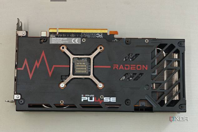 An image showing the backplate of the Radeon 7600 Pulse OC GPU.
