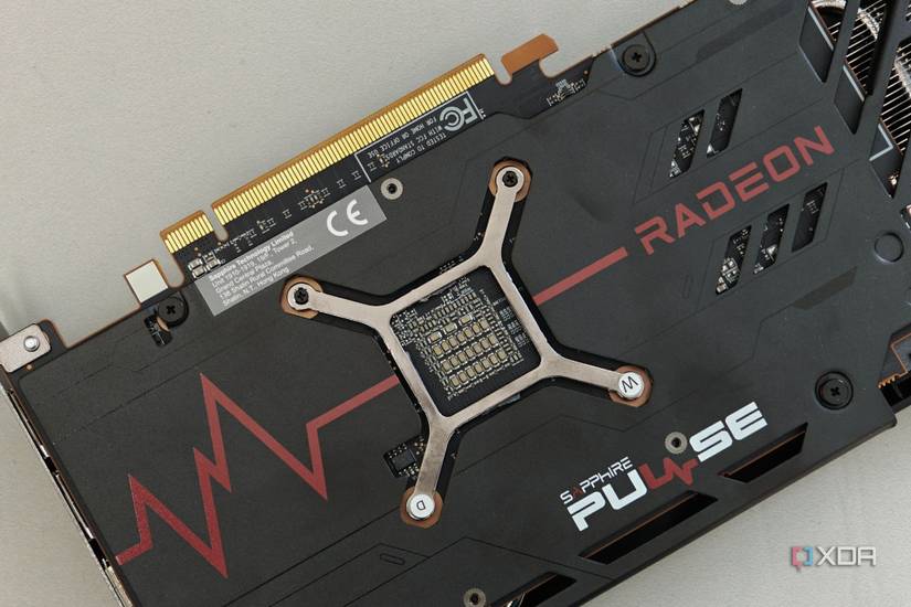 An image showing the backplate design of the RX 7600 Pulse OC GPU.