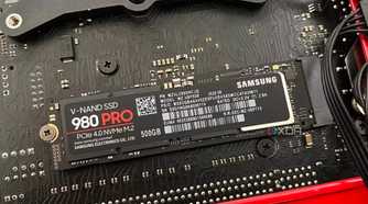 An image showing the Samsung 980 Pro SSD installed on a motherboard.
