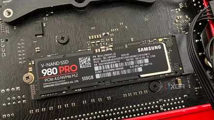 An image showing the Samsung 980 Pro SSD installed on a motherboard.