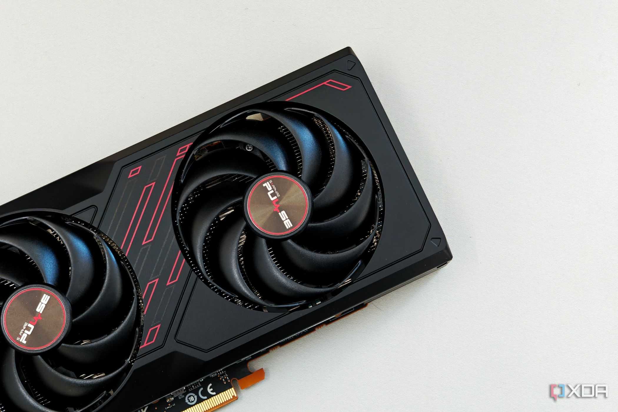 An image showing the cooling fans of the Sapphire Radeon RX 7600 Pulse OC GPU.