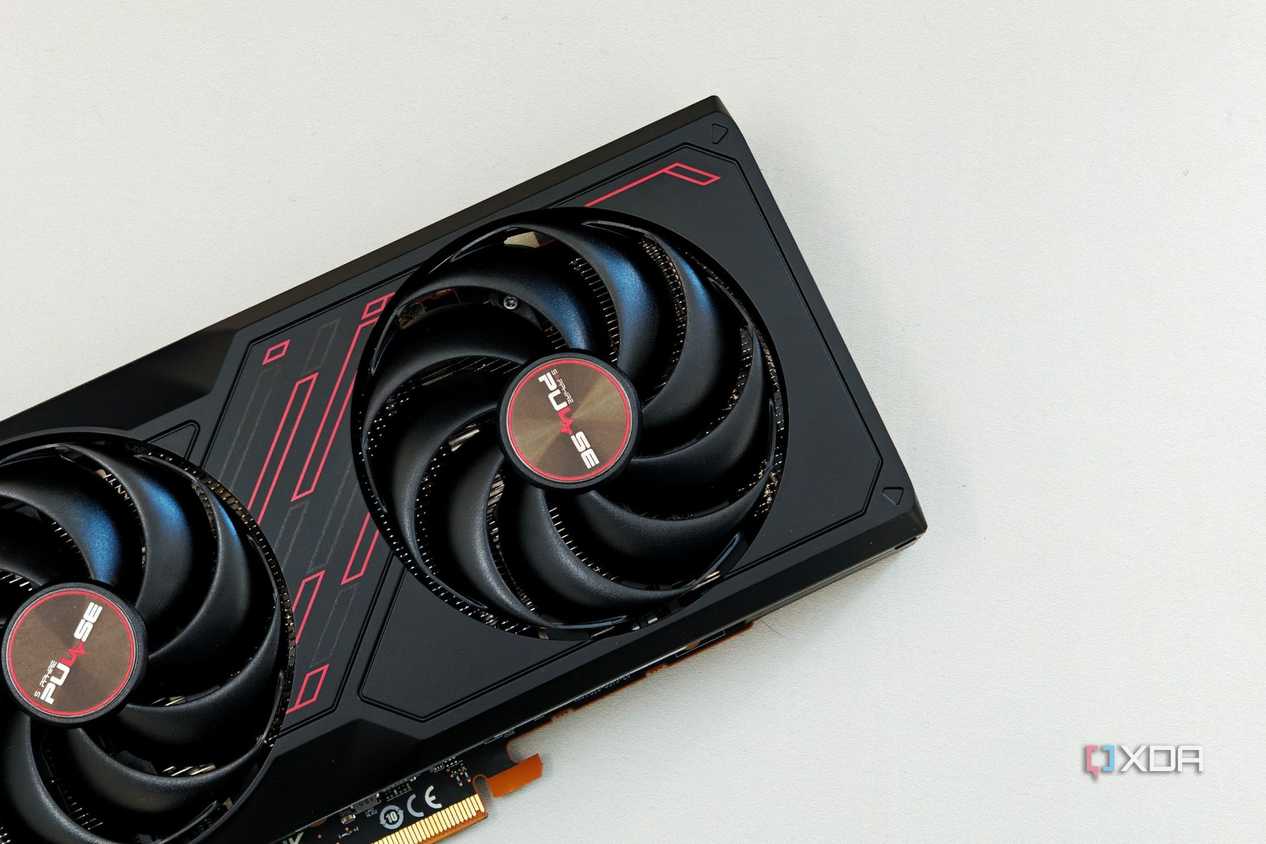 An image showing the cooling fans of the Sapphire Radeon RX 7600 Pulse OC GPU.