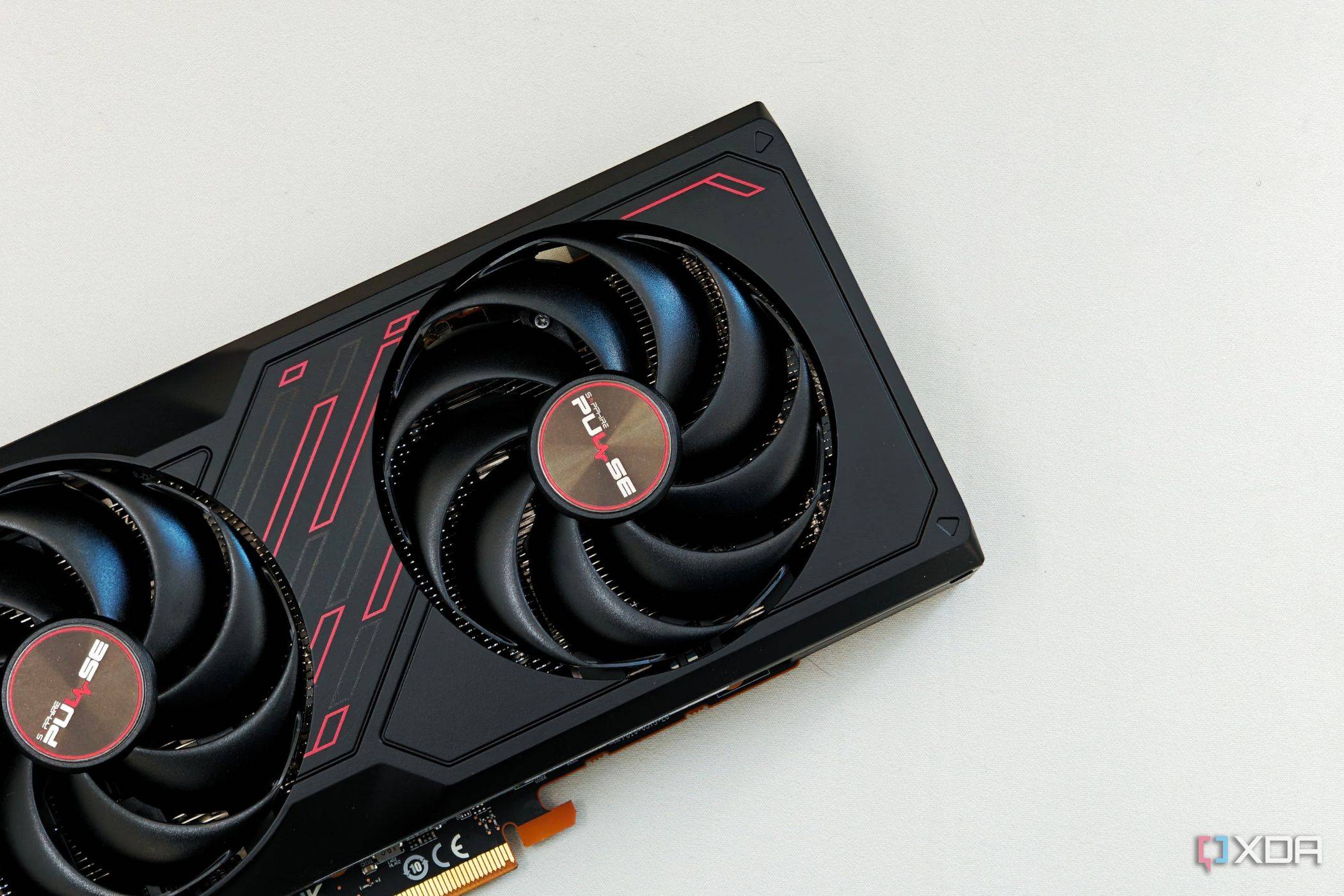 An image showing the cooling fans of the Sapphire Radeon RX 7600 Pulse OC GPU.