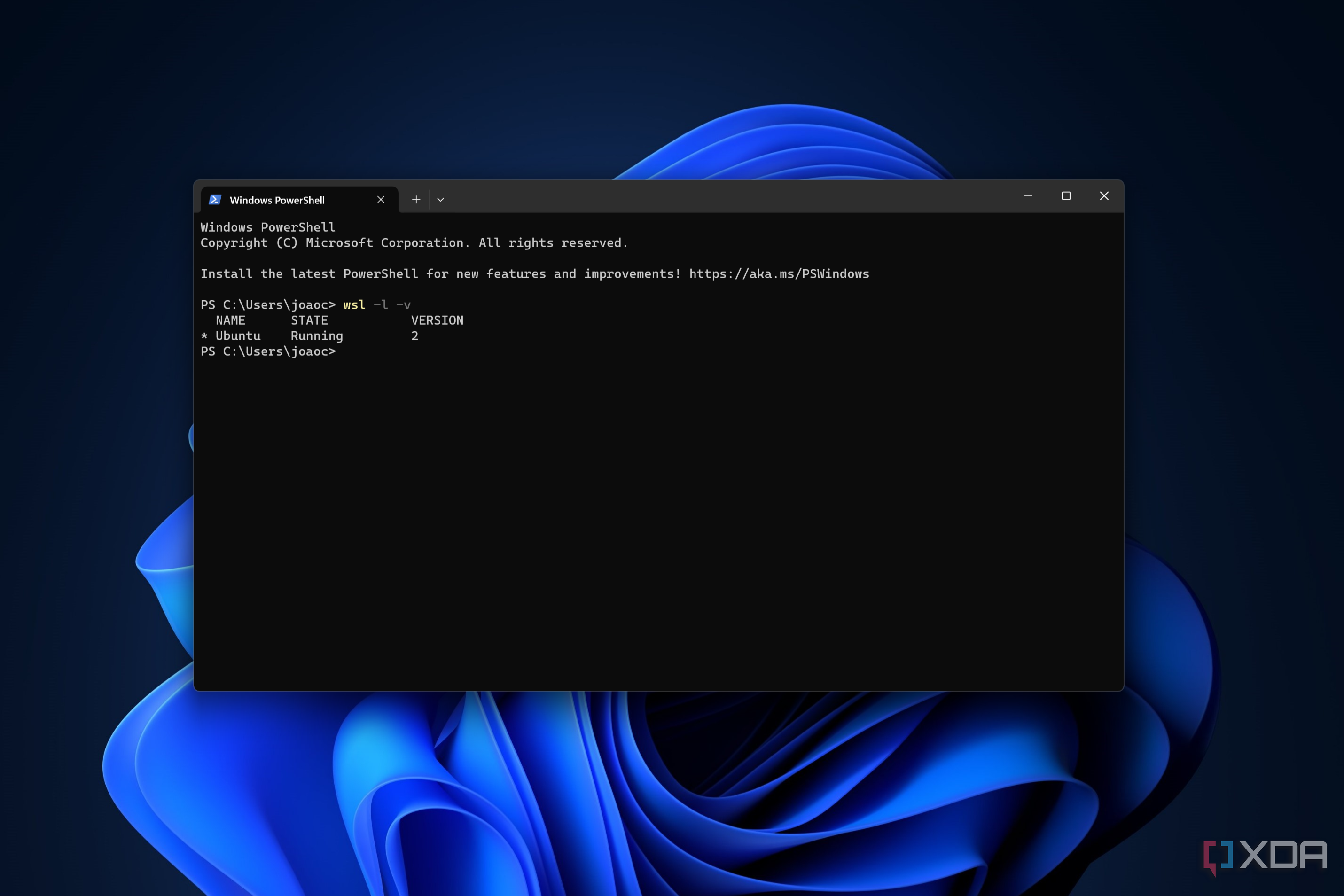 Screenshot of Windows Terminal displaying a list of installed Linux distros