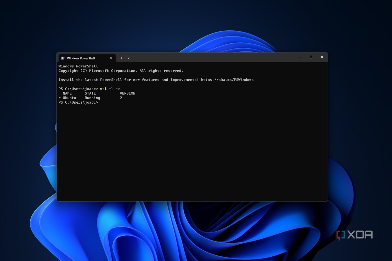 Screenshot of Windows Terminal displaying a list of installed Linux distros