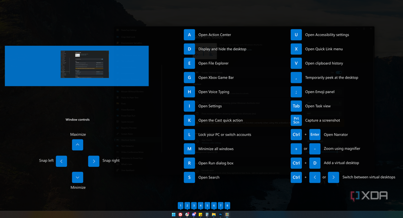 Screenshot of the Shortcut Guide in PowerToys