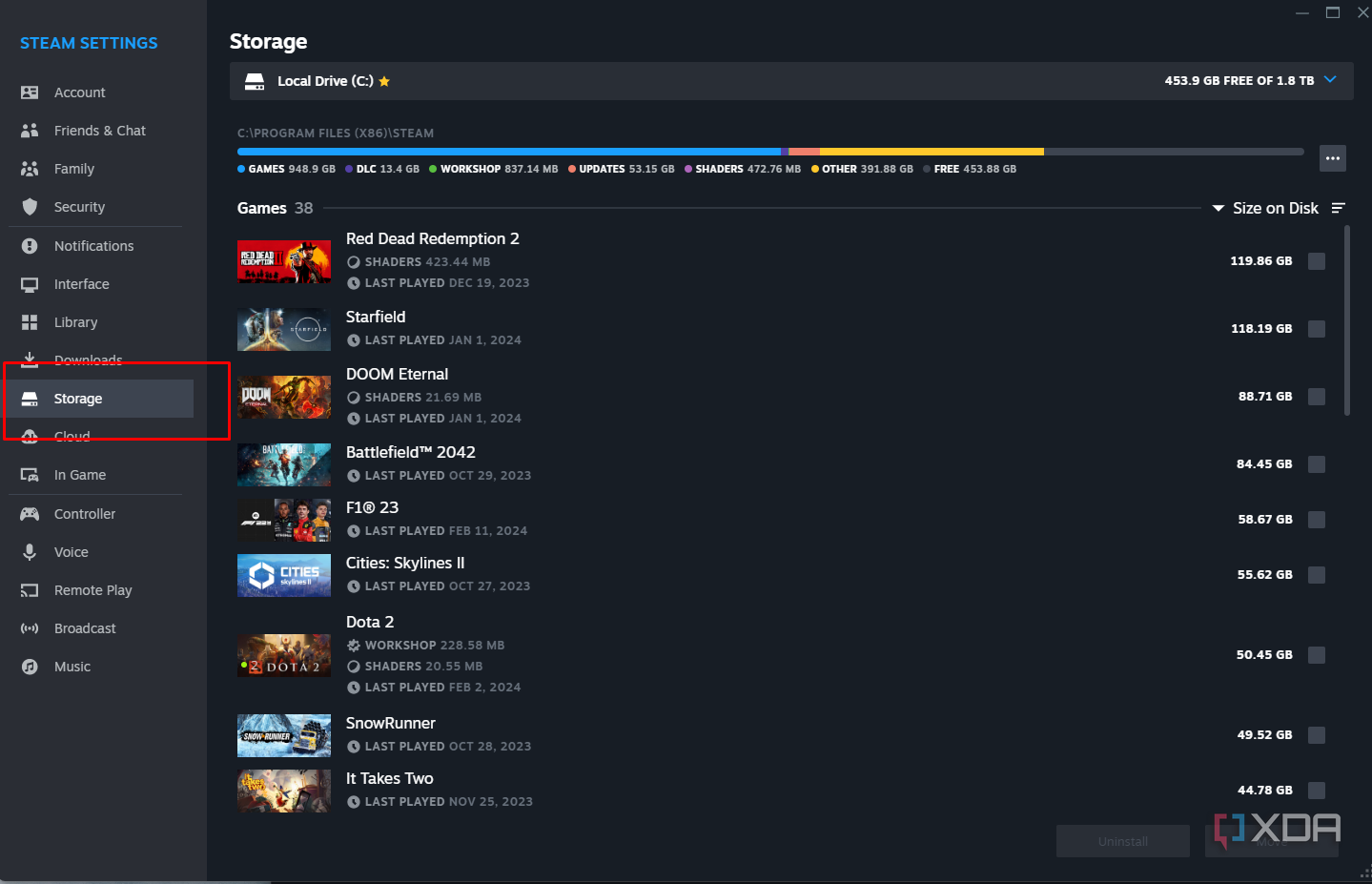 Steam Client showing where to locate your Games.