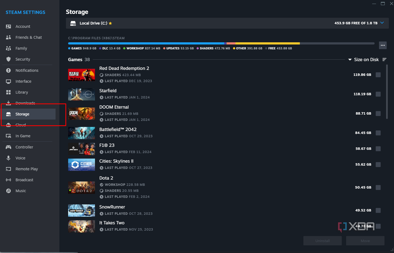 Steam Client showing where to locate your Games.