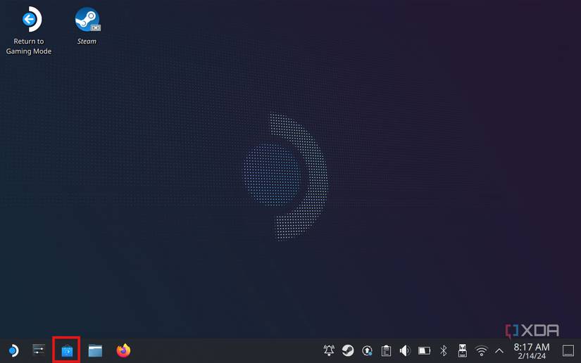 Click the Discover icon in Steam Deck Desktop mode