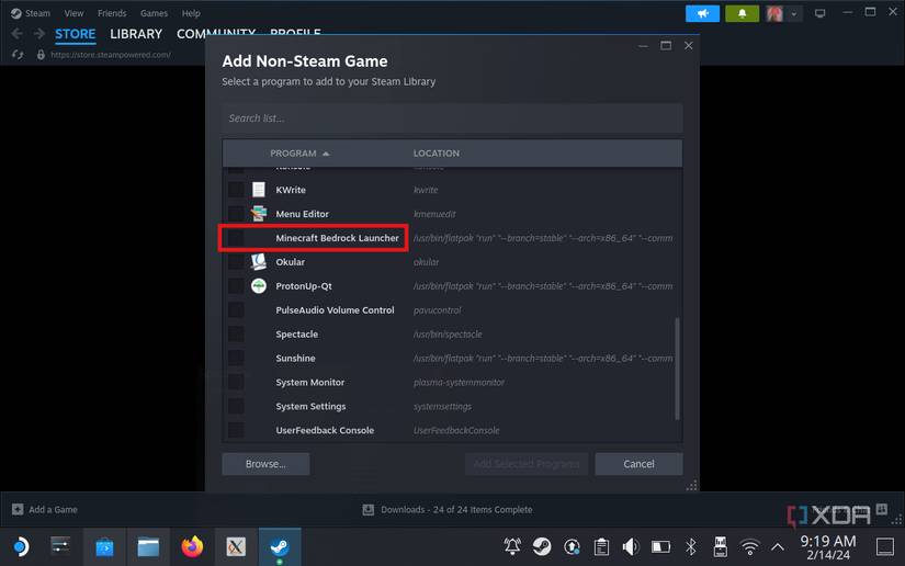 Tick the box next to Minecraft Bedrock Launcher
