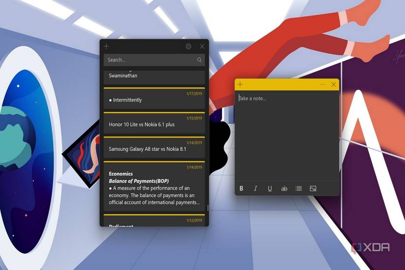 Screenshot showing Sticky Notes app on Windows 11