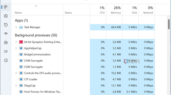 Screenshot of the processes list in Task Manager in Windows 11
