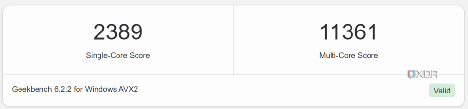 Geekbench benchmark results on Tiny 11