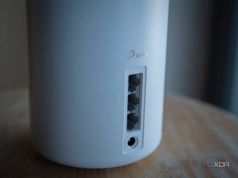 Back of the TP-Link Deco XE75 mesh router