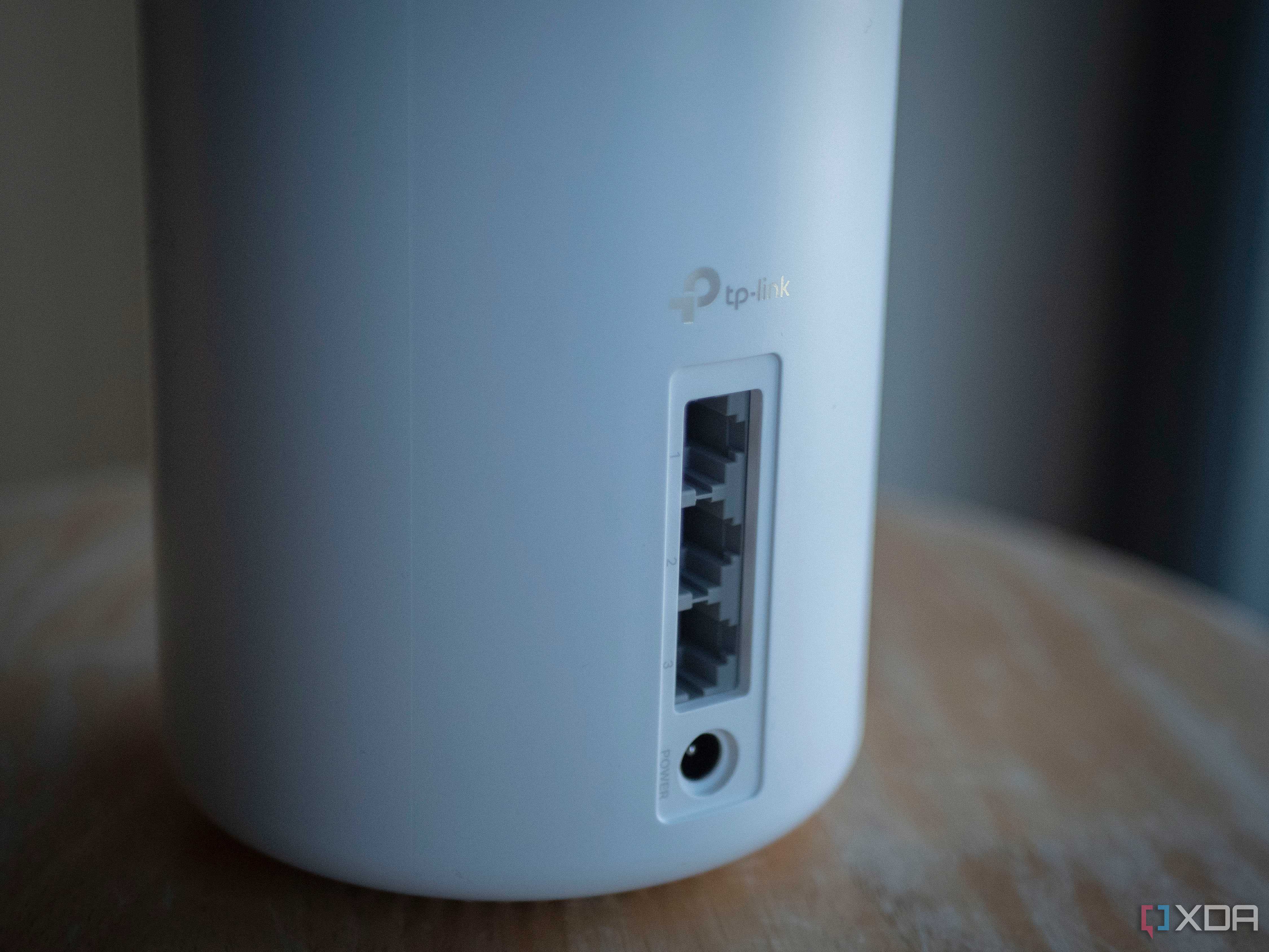 Back of the TP-Link Deco XE75 mesh router