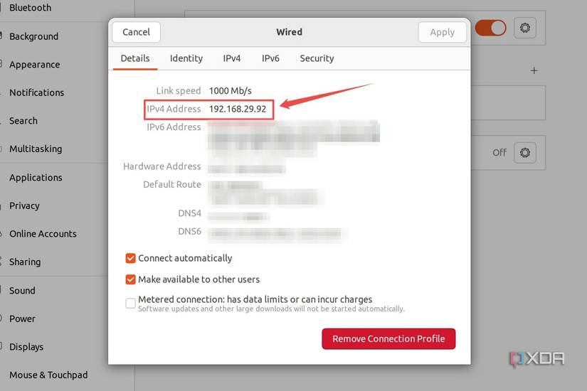 Viewing the IPv4 Address on Ubuntu