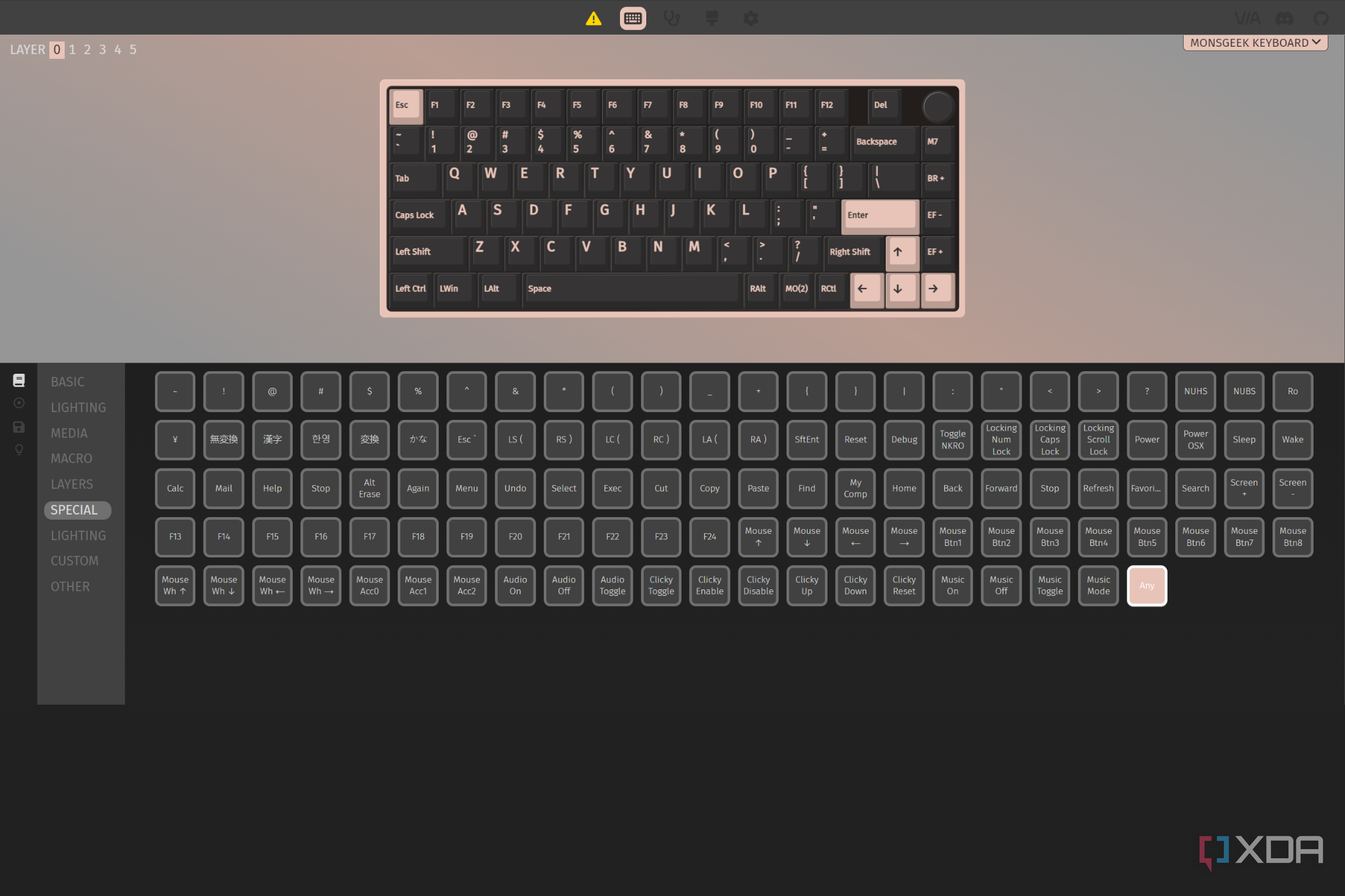 Image showing special buttons for keybindings