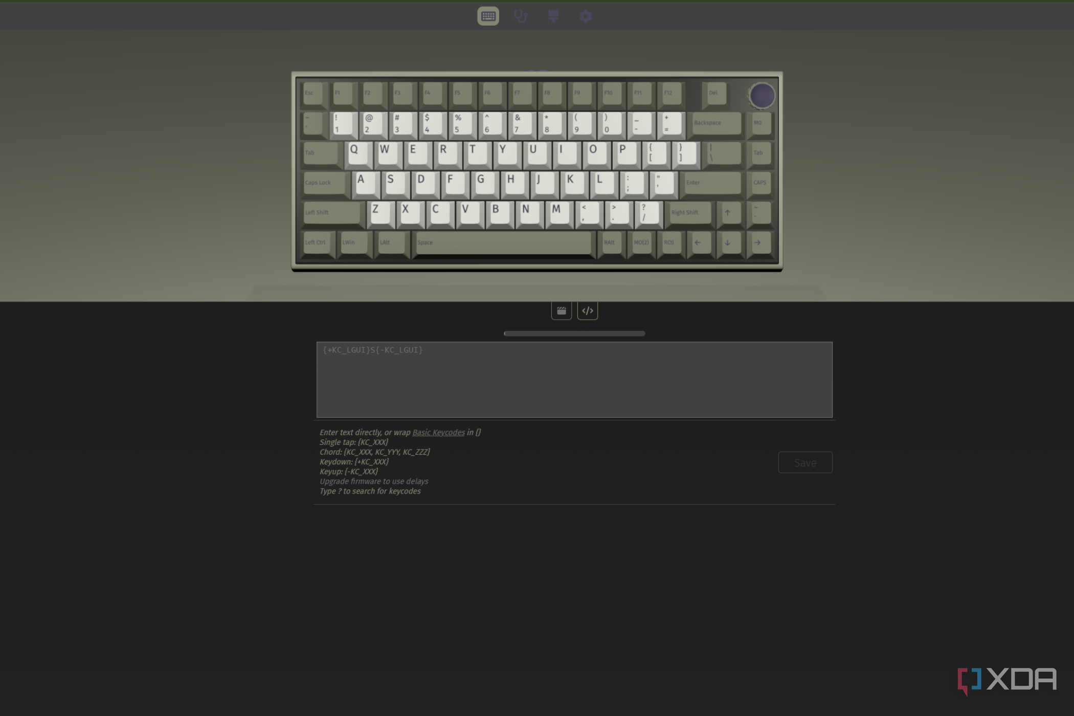 Image showing the codable section of macros