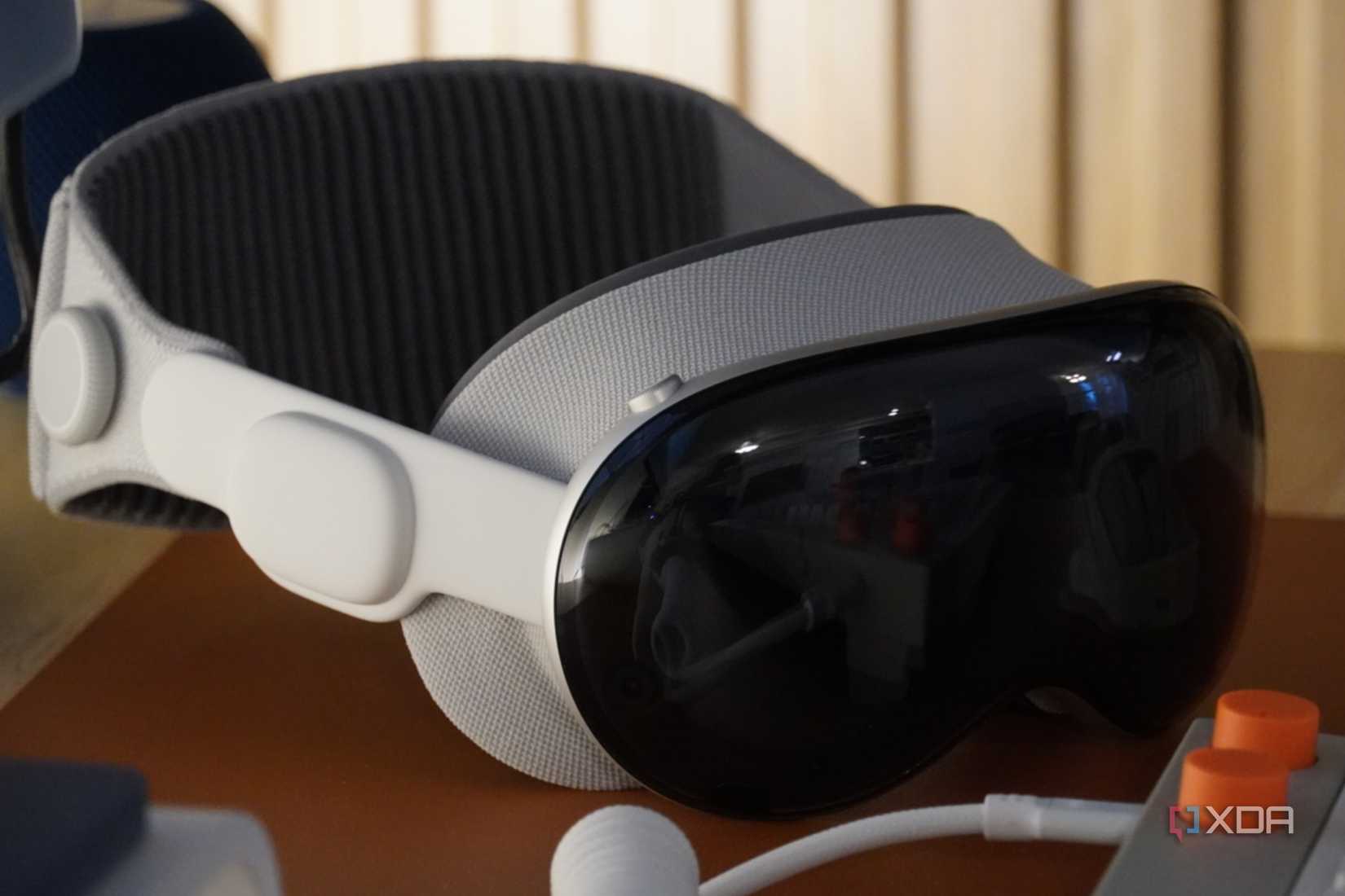 Apple Vision Pro on a desk.